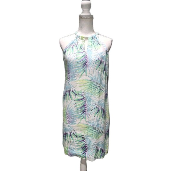 Tommy Bahama Dresses & Skirts - Tommy Bahama Womens Leinani Leaves Tropical Halter Dress 100% Linen Sizes Small